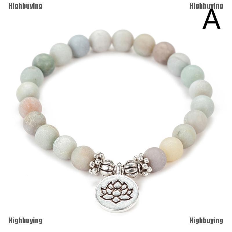 Gelang Batu Amazonite Lotus Buddha Yoga Chakra Untuk Pria Dan Wanita