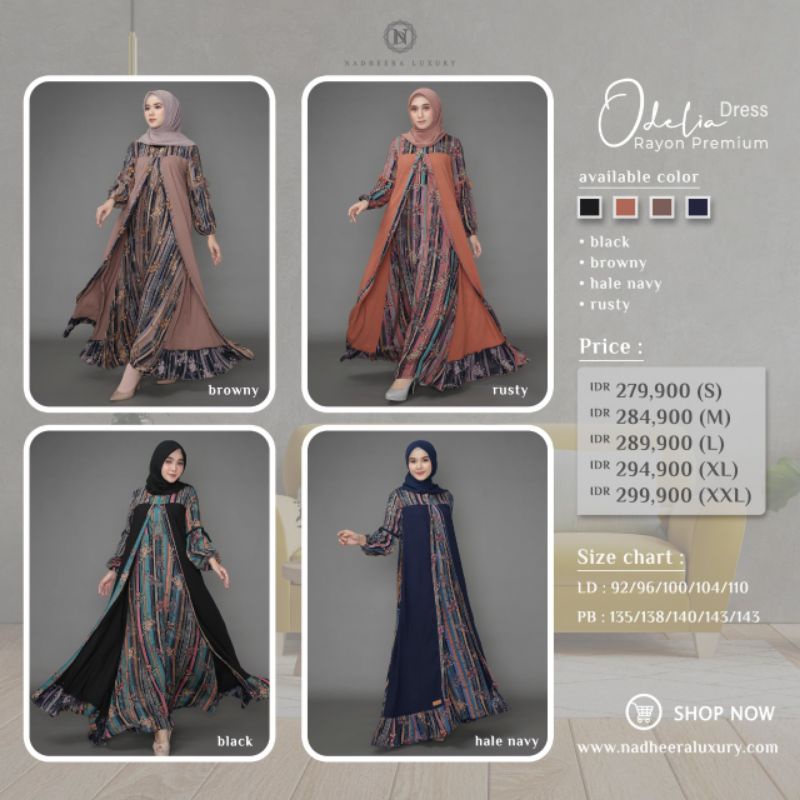 ODELIA DRESS I ✔️ COD ✔️ GAMIS TERBARU BY NADHEERA LUXURY