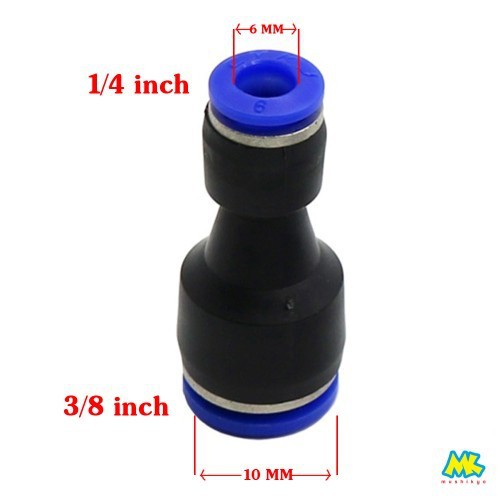 Reducer 10 mm to 6 mm PU Quick Connecto Fitting Push In Plastik