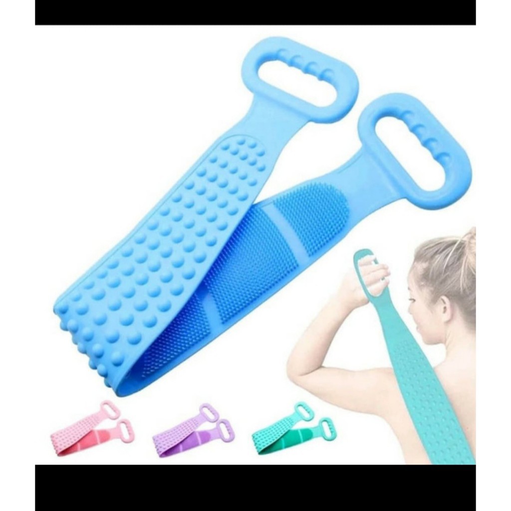 HARGA PROMO!!!! Sikat Punggung Silicone Body wash Scrubber Model Sabuk Double Side Warna Random