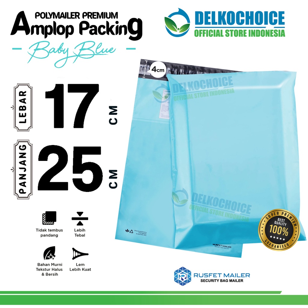 

Polymailer TOSCA Polos 17x25cm Amplop Plastik Packing Olshop BABY BLUE PREMIUM / SATUAN