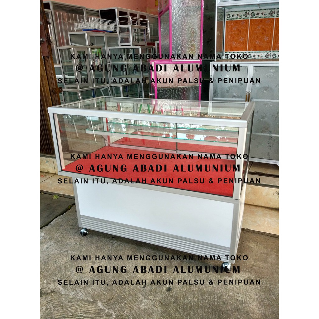 Etalase Alumunium Counter Hp Voucher Perdana 100cm / 1 meter