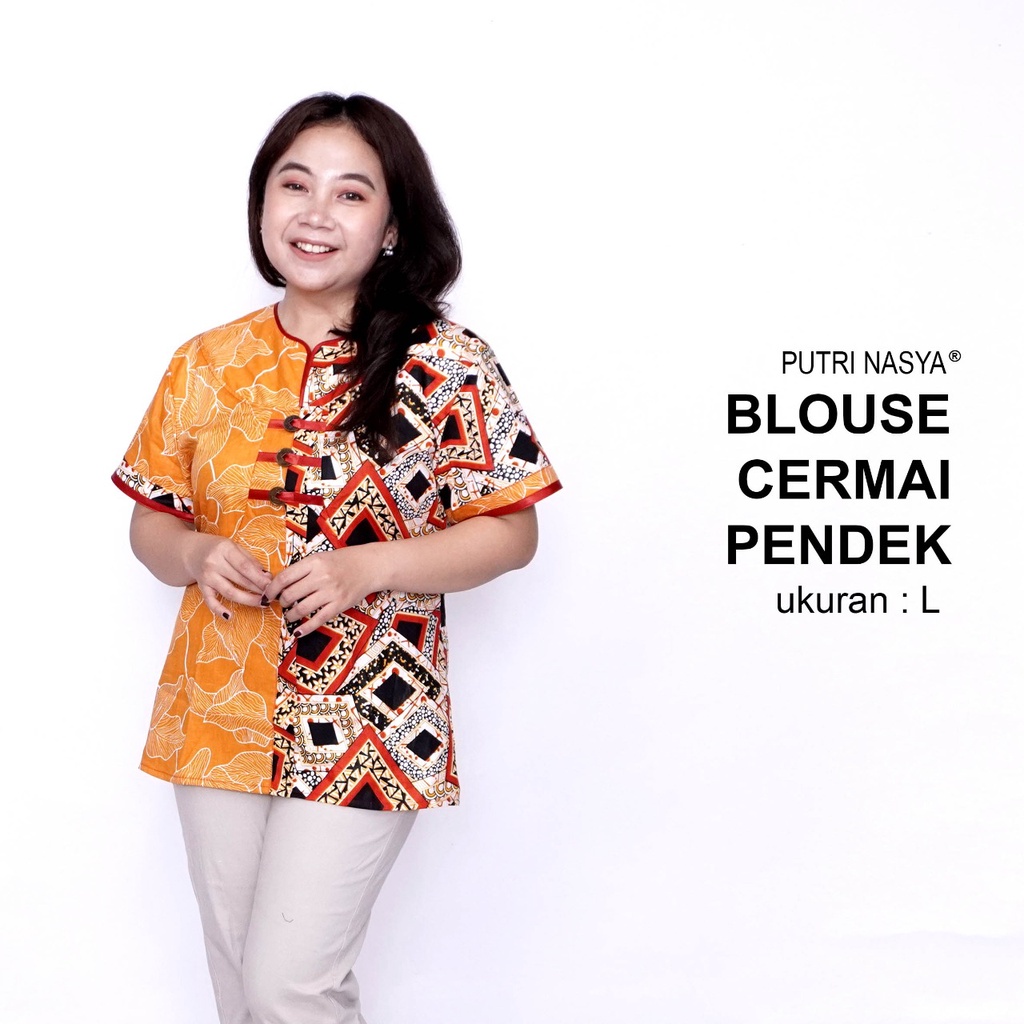 Blouse Batik Big Size Wanita Atasan Batik Jumbo LD 140 Pakaian Atasan Model Blus Pendek Jumbo Panjang Seragam Kerja Batik / Blus Kantor Formal S-M-L-XL-2L-3L-4L-5L-6L-7L / Atasan Batik Bigsize Model Terbaru / Pakaian Batik Kekinian Modern Big