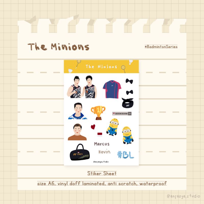 

Stiker Sticker Sheet The Minions - Marcus Gideon, Kevin Sanjaya - Anfazya Studio