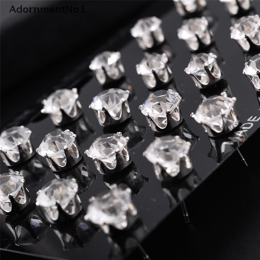 (AdornmentNo1) 6 / 12 Pasang Anting Tusuk Kristal Berlian Imitasi Untuk Wanita