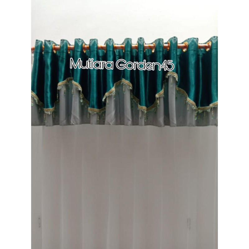 GORDEN Hordeng Murah Poni Tirai DOUBEL (TANPA GORDEN) HIJAU TOSCA SILVER 24 SMOKRING