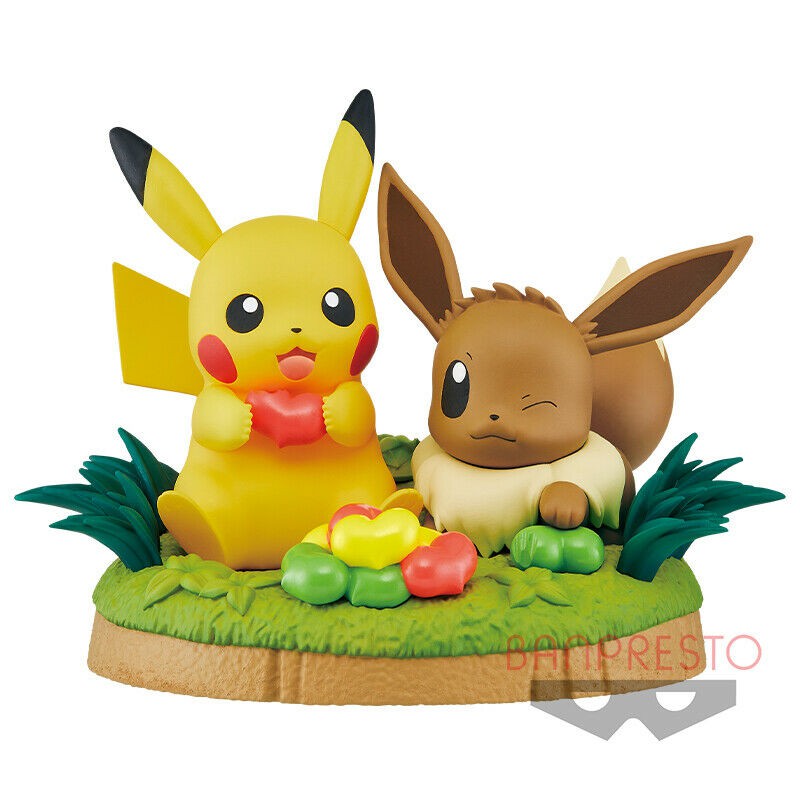 ORIGINAL Banpresto Pokemon Mogu Mogu Time Pikachu & Eevee Figure