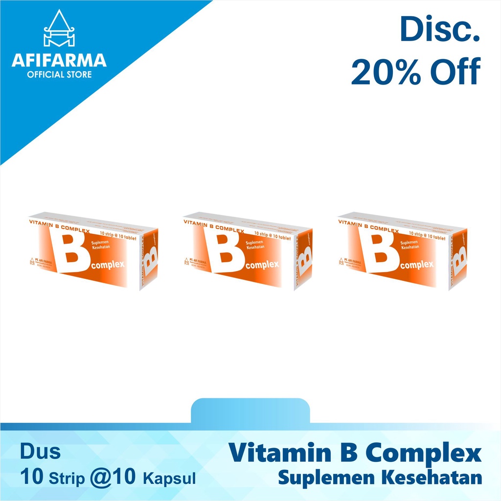 Jual Vitamin B Complex Suplemen Kesehatan Tubuh 10 Strip @10 tablet x 3 Box | Shopee Indonesia