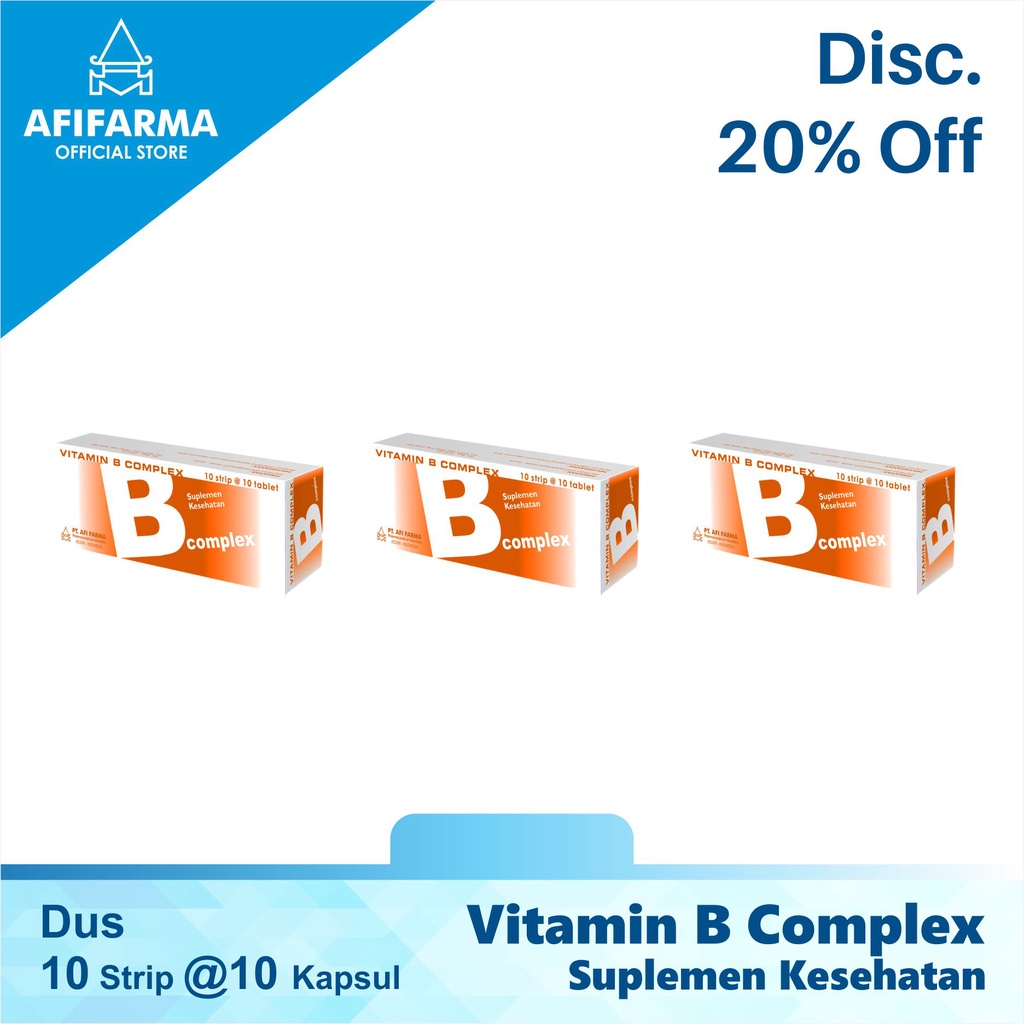 Jual Vitamin B Complex Suplemen Kesehatan Tubuh 10 Strip @10 Tablet X 3 ...