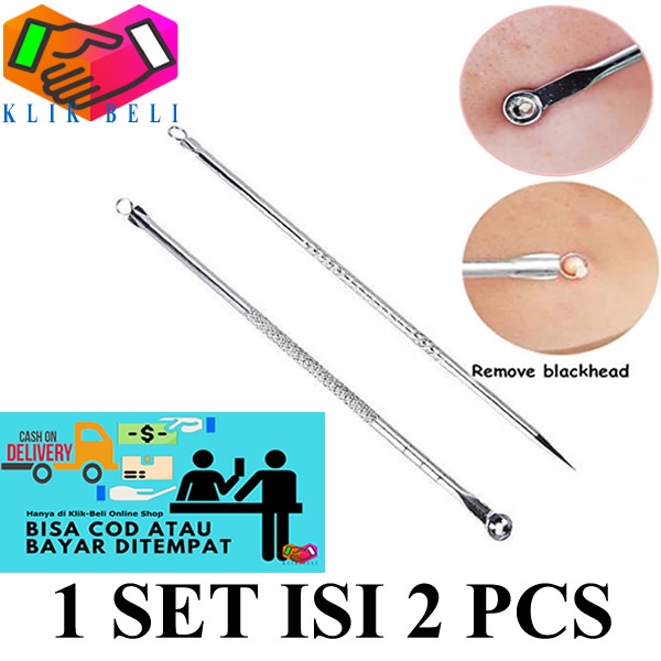 Alat Pencetan Jerawat Pinset Pembersih Komedo Set Isi 2 Pcs