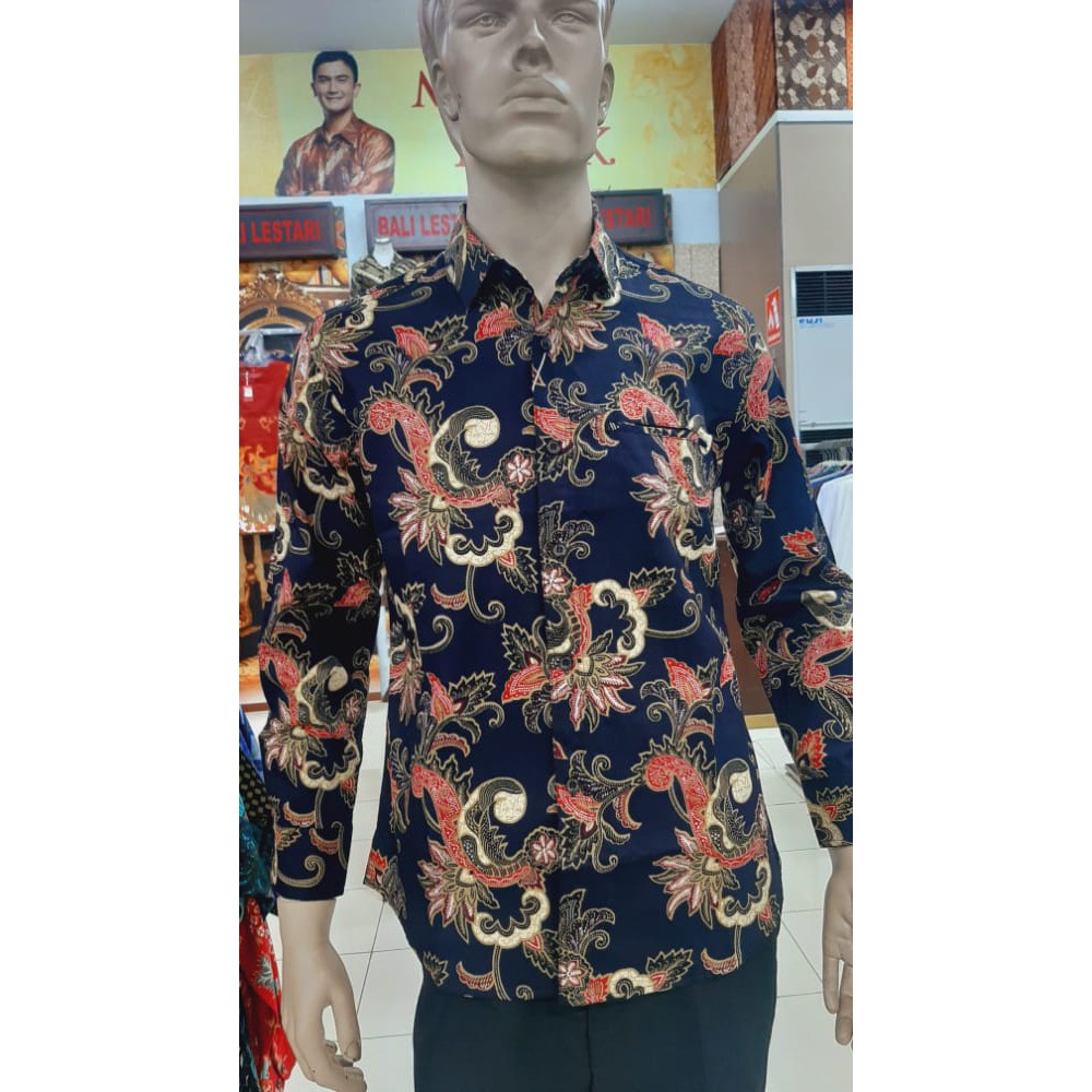 Bali Lestari |SL01|Batik Pria Slimfit Warna Navy