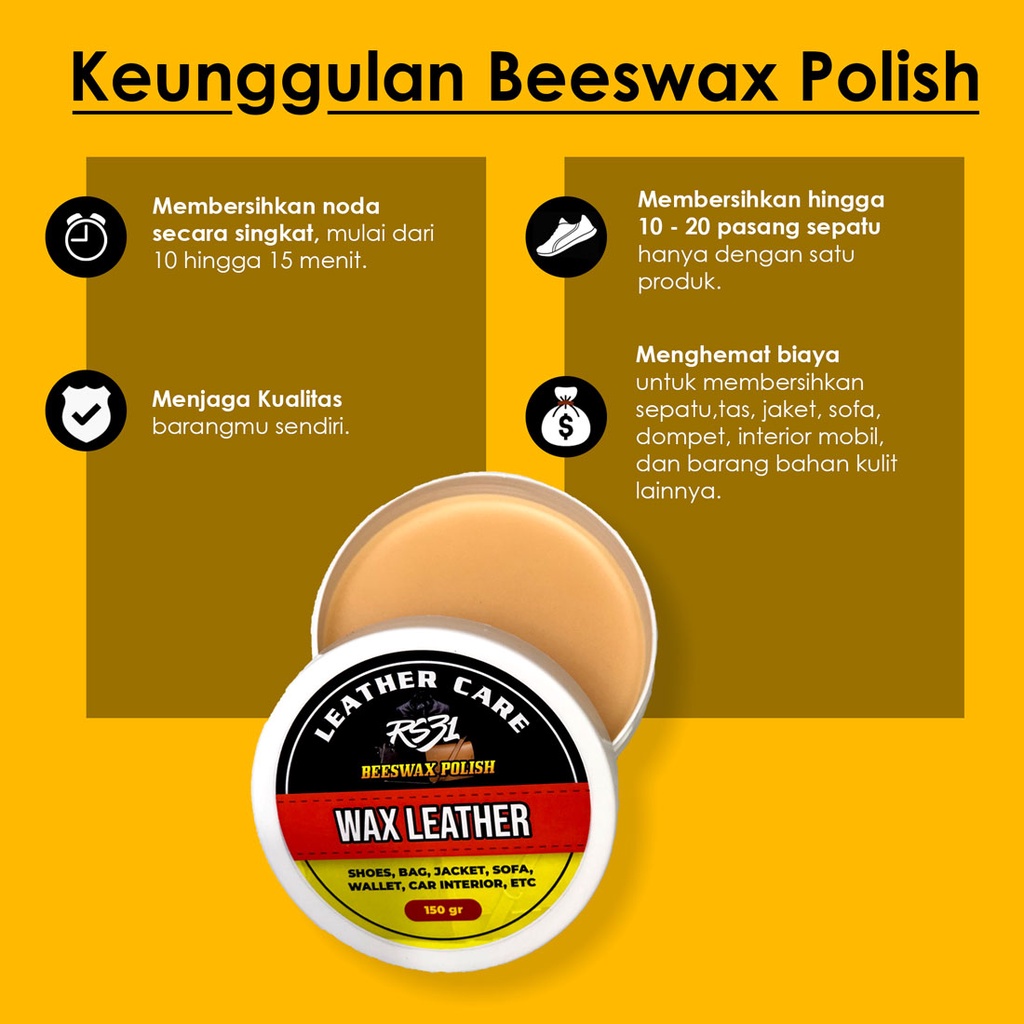 RS31 Leather Care Wax Leather 150gr -  Pembersih Bahan Kulit dan Sintetis/Semir Jaket Kulit dan Tas.