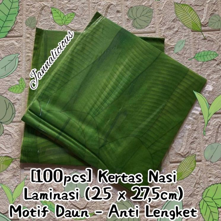 

<D-IWY} <✓} Kertas Nasi Laminasi Anti Lengket ~ Motif Daun Pisang Uk. 25x27,5cm <premium}
