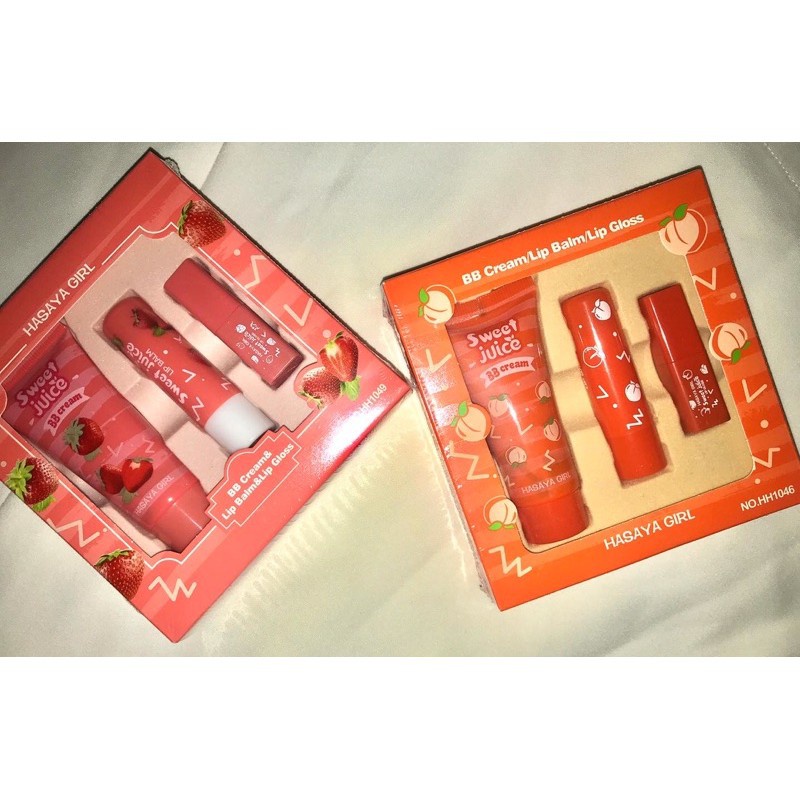 Hasaya Girl Set 3in1 Foundation + Lipgloss + Lipbalm Peach | Strawberry