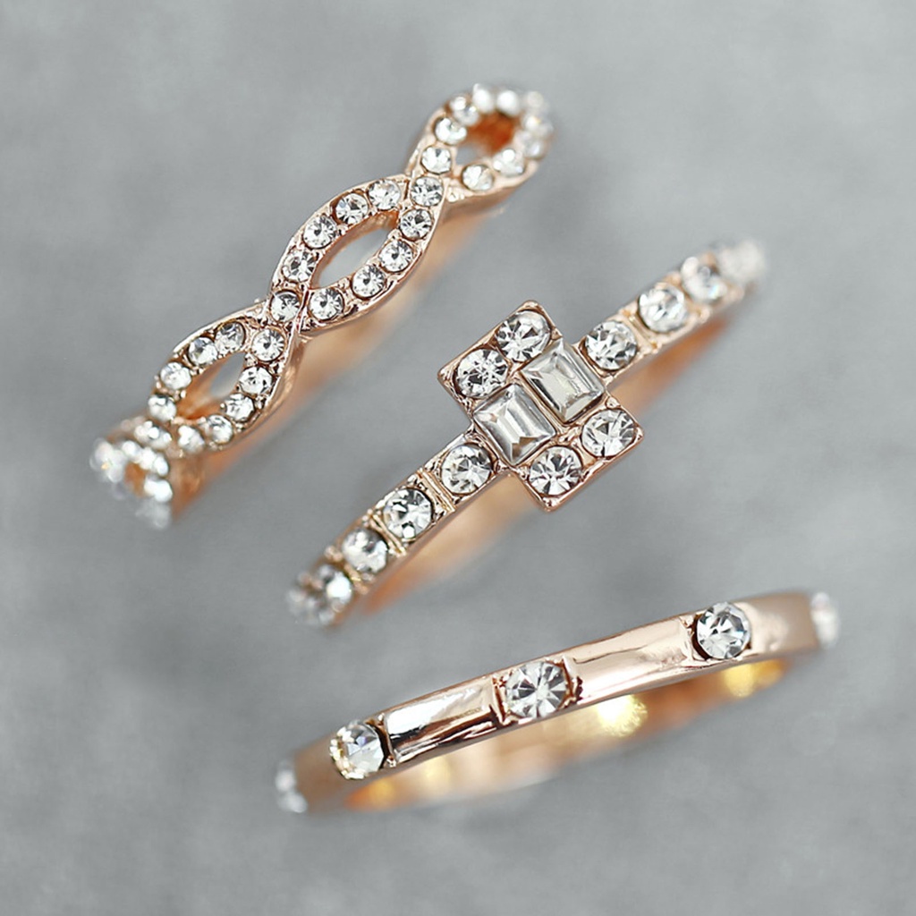 Hu Hu Hu Hu Hu Alat Bantu Pasang Kacamata♡ 3pcs / Set Cincin Jari Gaya Minimalis Untuk Dekorasi Harian