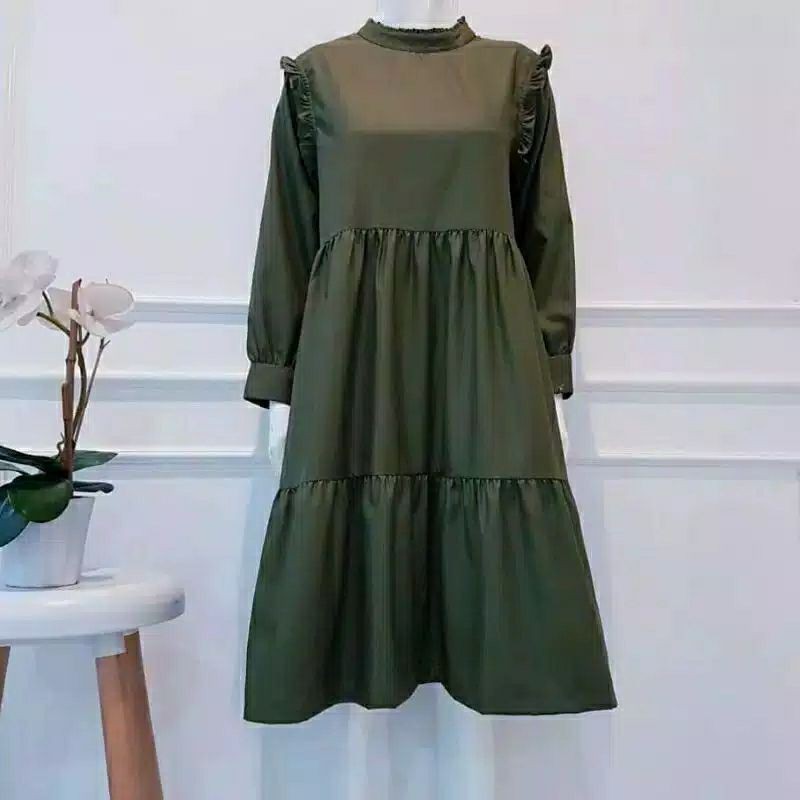 Nahla Tunik / Tunik Rempel Kerut Polos / Baju Atasan Wanita Katun Toyobo