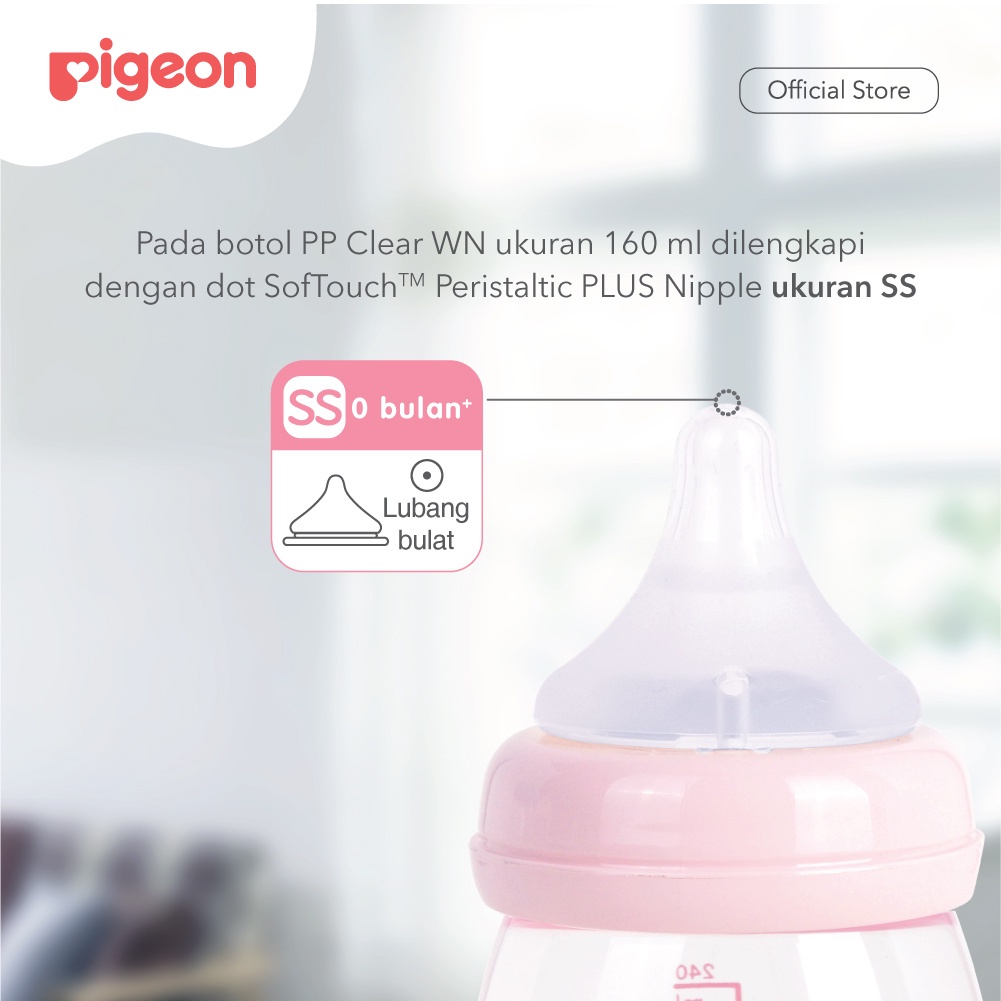 Pigeon Botol Wide Neck Clear 160ml BIRU PINK Botol Susu Bayi