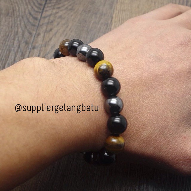 gelang batu blustin tiger eye onyx hematite natural 6mm, 8mm dan 10mm