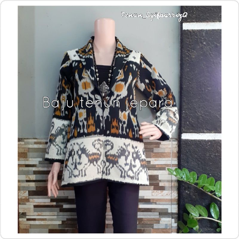 Blouse tenun blazer tenun jepara baju tenun jepara resleting jaket rompi tenun BTB31