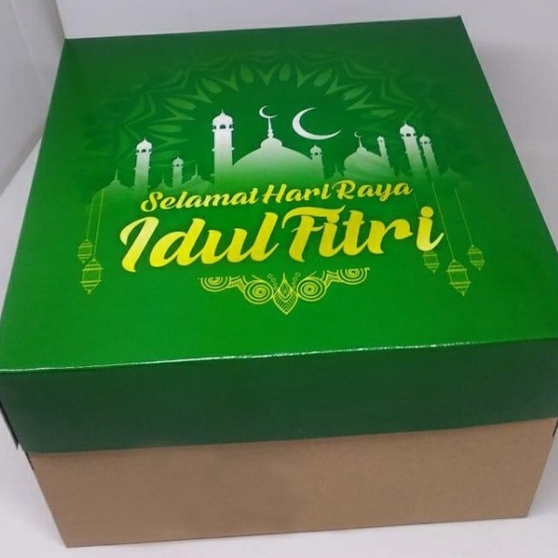 

( 5 Pcs ) Dus Kue Bolu Parcel Lebaran Box Kemasan Hampers Idul Fitri Kotak Packaging Eid Mubarak Ukuran 22x22x10 cm