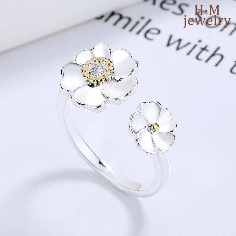 Cincin Model Terbuka Adjustable Desain Bunga Kecil