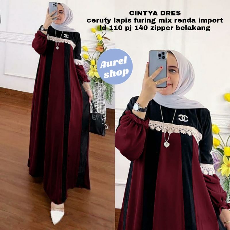 Cintya Dress Terlaris Ceruty Premium by aurel