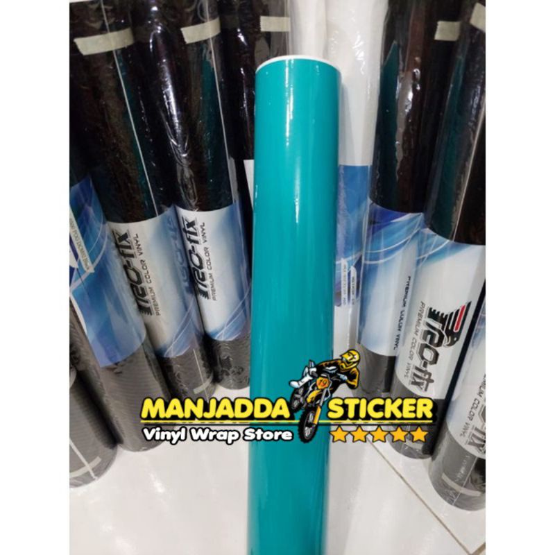 Skotlet stiker biru tosca glossy kualiatas premium bahan tebal mudah dipasang