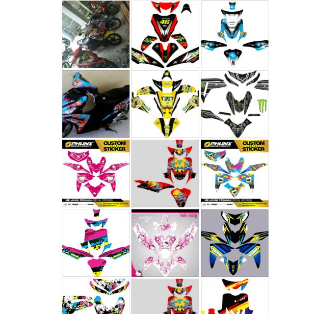 Decal KUMPULAN MOTIF MIO.BEAT.KLK.CRF DLL COSTUM