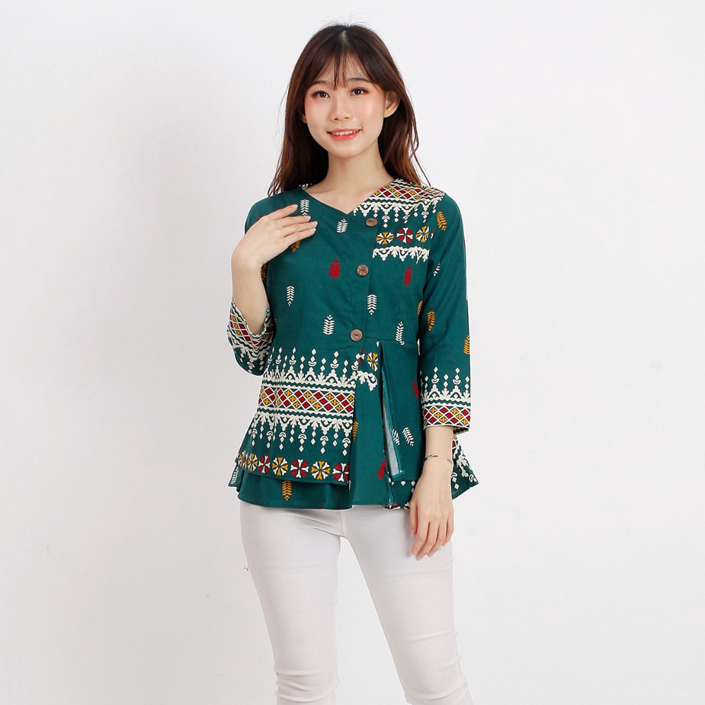 Batik wanita - Atasan blouse batik wanita fashion 184 SG-GREEN S