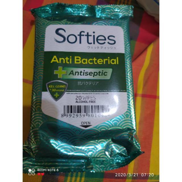 Softies anti bacterial 20 wipes