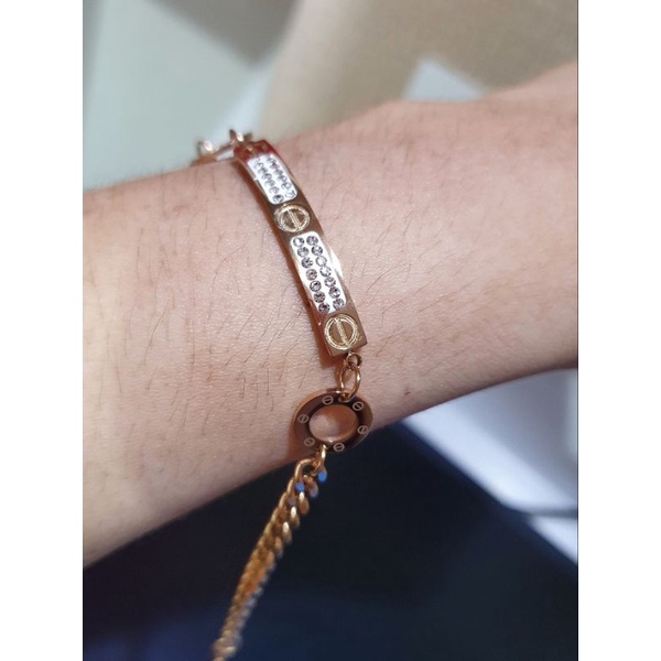 Gelang Titanium Asli Rosegold Premium Quality Anti karat anti alergi Stainless Steel ori T182