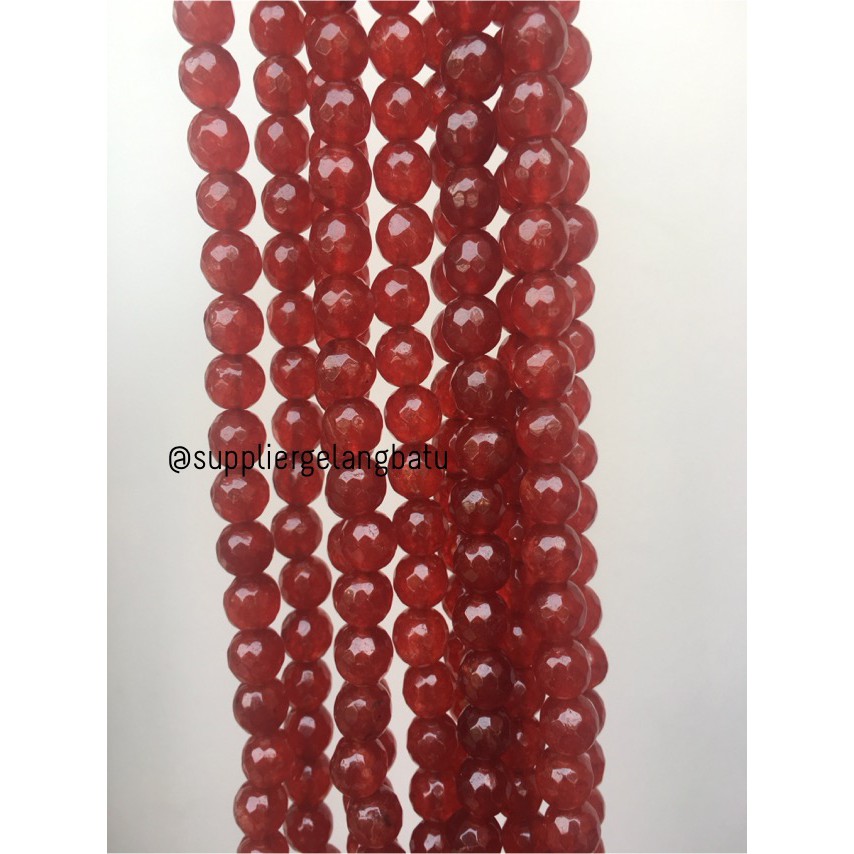 batu beads CUTTING 10mm red garnet merah kilap tembus cahaya senter aksesoris fashion craft import