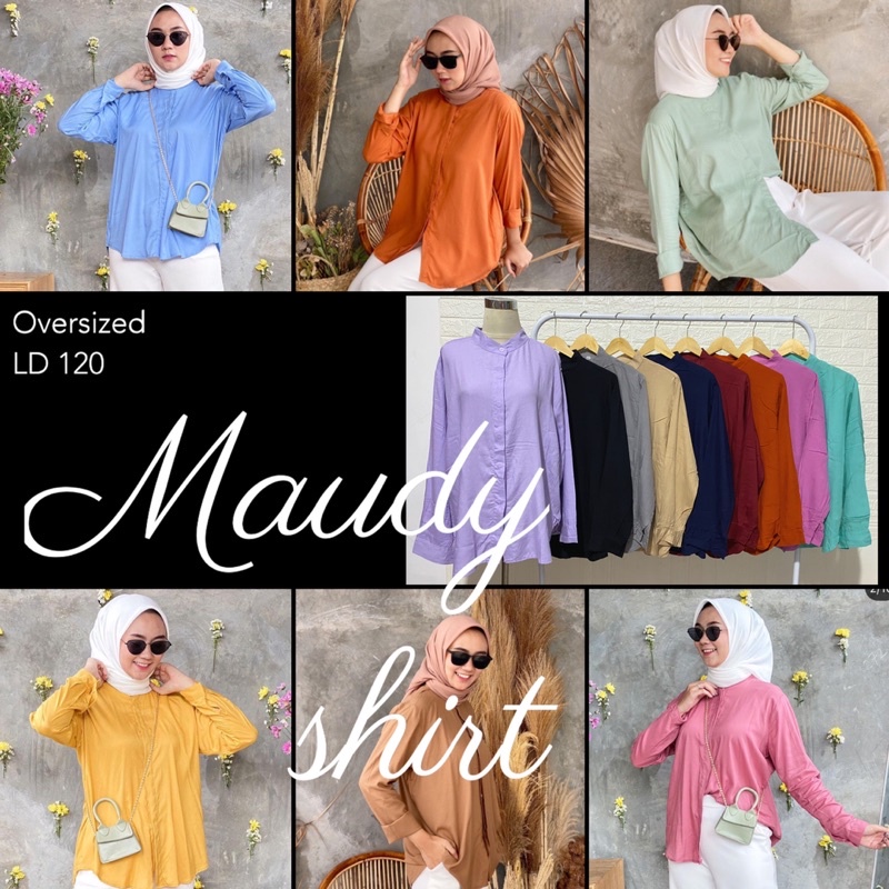 MAUDY SHIRT KEMEJA RAYON POLOS BASIC KANCING DEPAN OVERSIZED KERJA BUSUI MURAH GROSIR MODELLANO