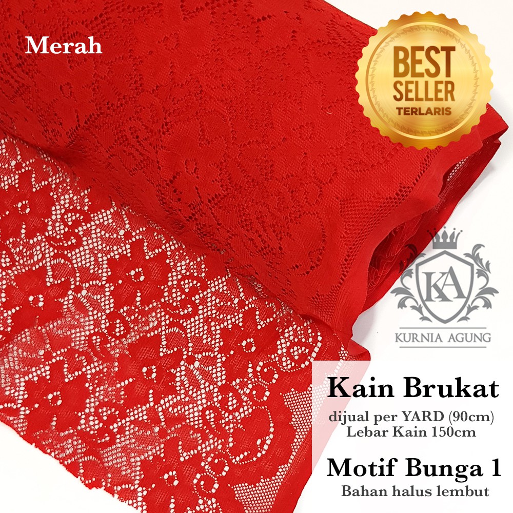 Kain Brukat Motif Bunga Meteran Bahan Brokat Adem Warna Putih Tebal Premium Bahan Gaun Anak Kebaya Lebar 150cm