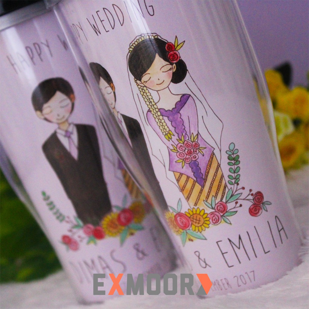 Tumbler Couple Pengantin Jas &amp; Kebaya Hadiah Pernikahan