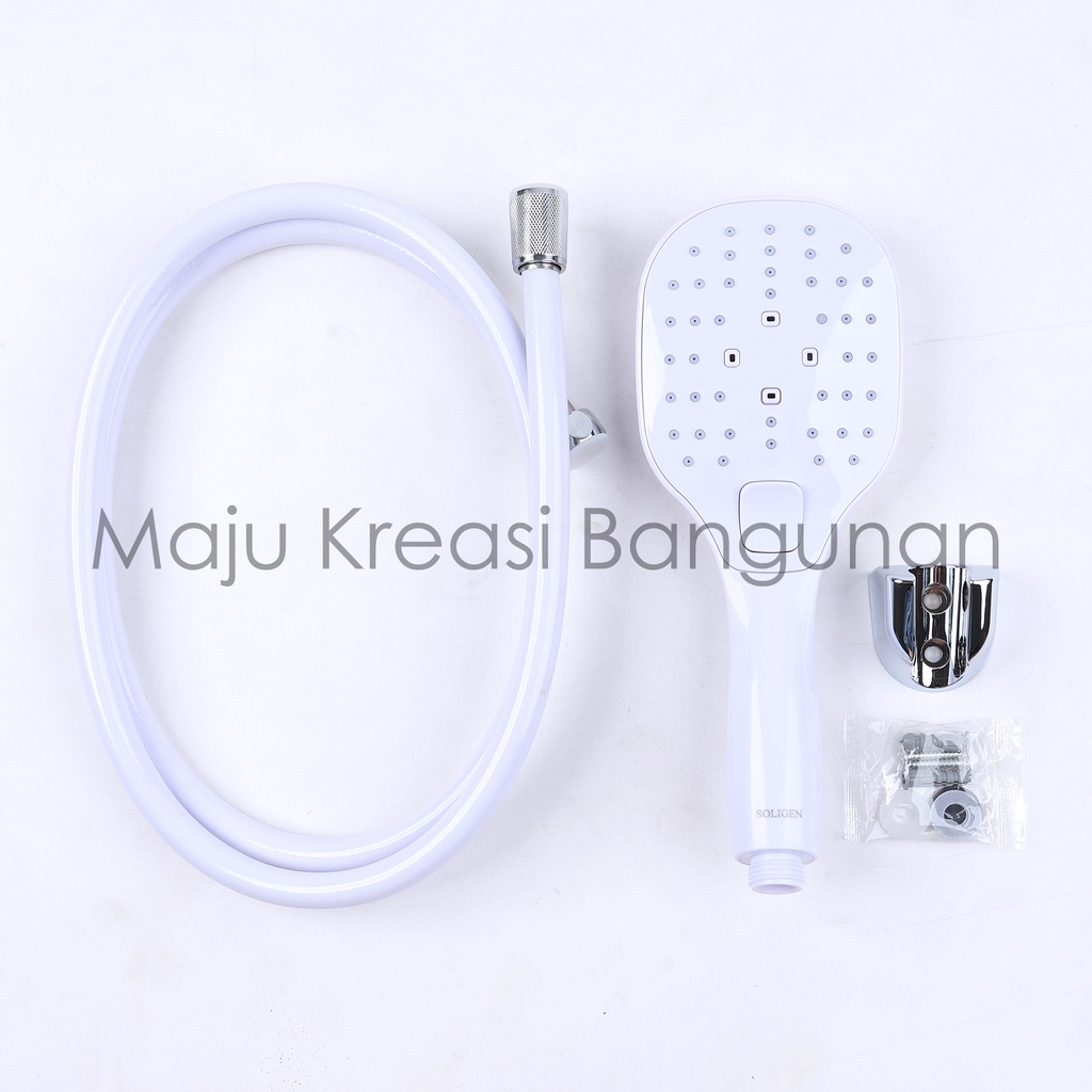 Hand Shower SOLIGEN A302 PVC ABS Chrome Hitam Putih Kamar Mandi Tipe A 302 Kepala Toilet Selang Fleksibel Flexible