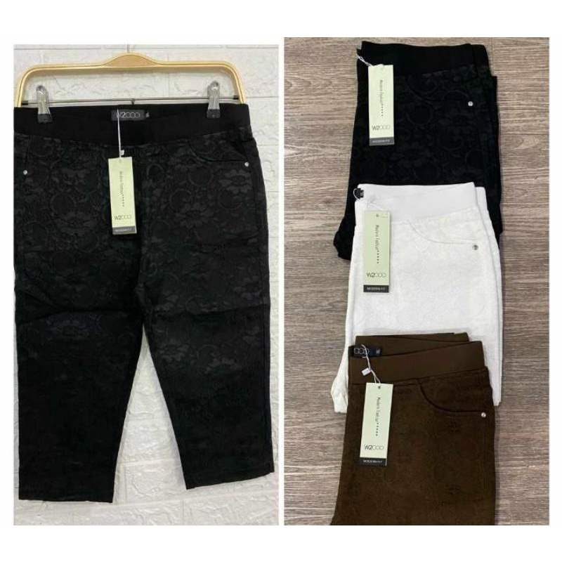 Cellana Brokat 7/8 / Celana full Brokat Merek W2000/Celana Wanita katun strech wanita motif full Bro