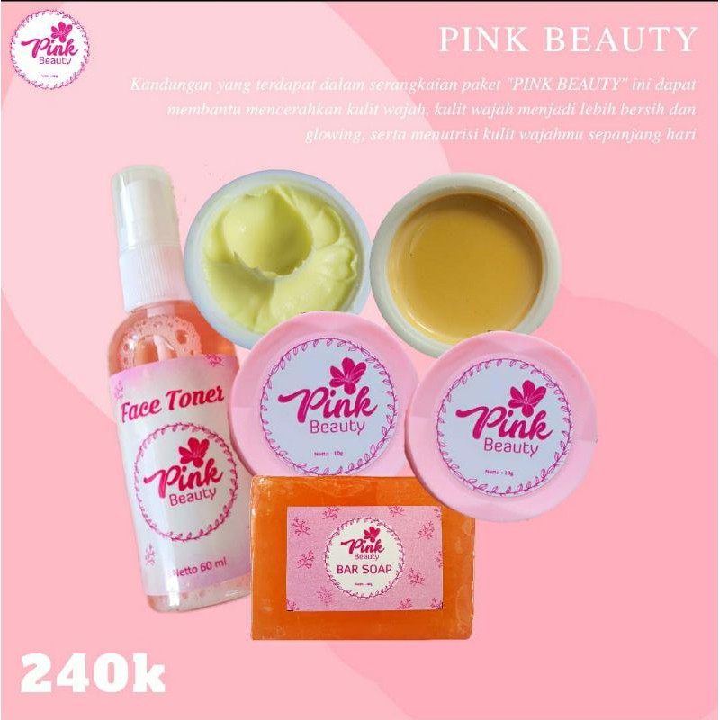 PINK BEAUTY PAKET ISI 4( siang,malam,sabun,toner)