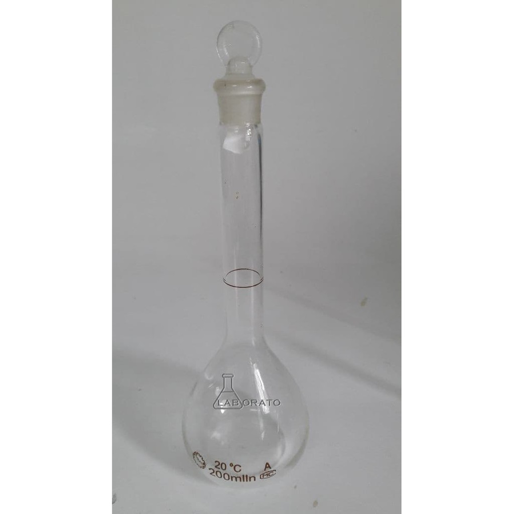 LABU UKUR KACA 200ML / LABU VOLUMETRI / LABU KIMIA / LABU KACA RA6 VS1645