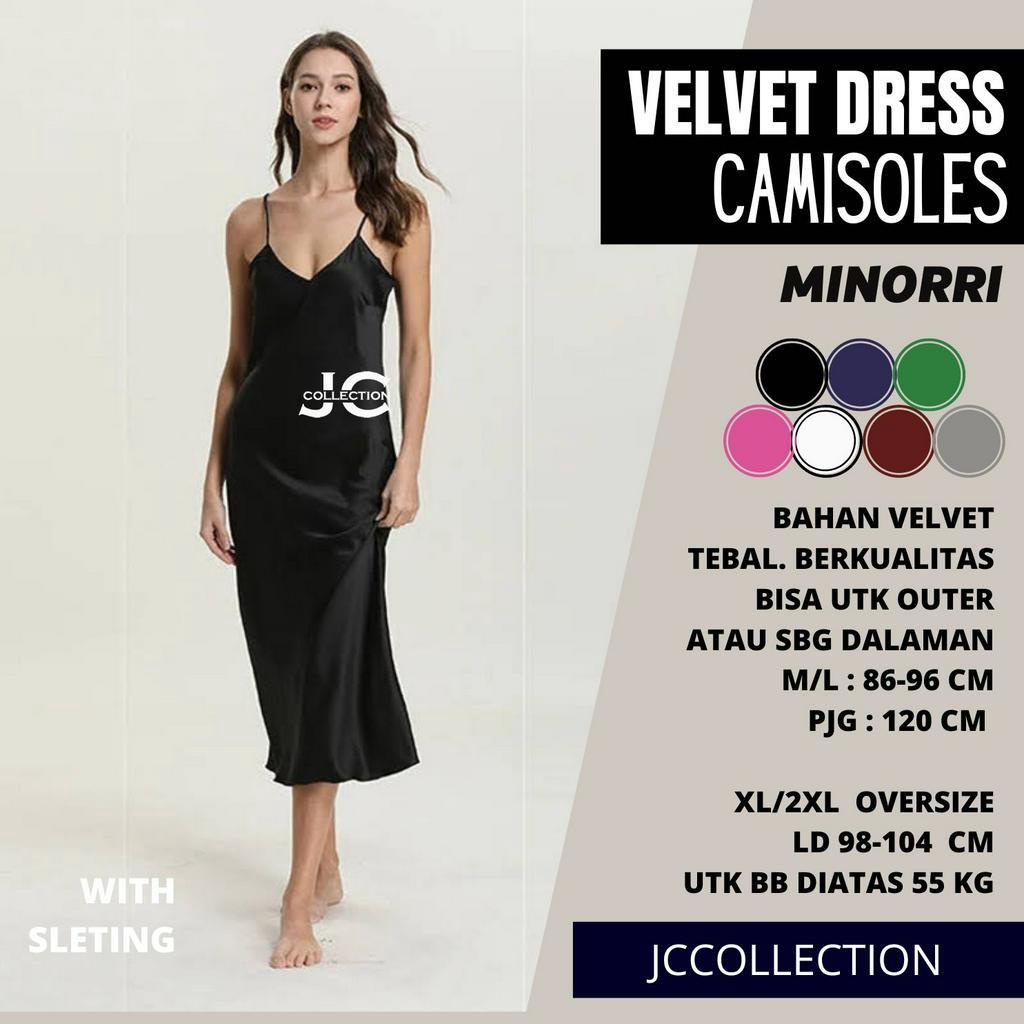 Long Dress Camisoles Sexy Saten Tali kecil Wanita Gaya Korea Minorie - JCCollections