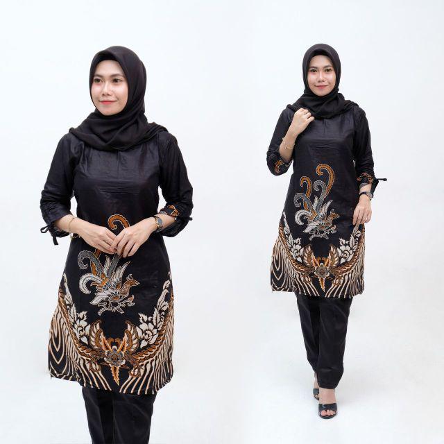 BATIK COUPLE KELUARGA sania ruffle ori ndoro jowi dnt motif KATE-Tunik