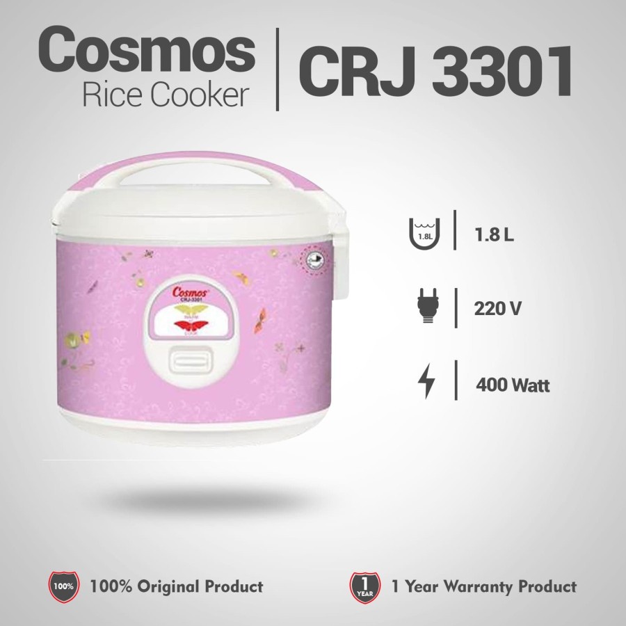 COSMOS MAGIC COM CRJ 3301 / RICE COOKER CRJ3301 NON STICK 1.8L PENANAK NASI