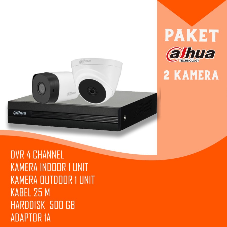 PAKET CCTV DAHUA 2MP 1080P DVR 4 CHANNEL 2 KAMERA SIAP PASANG