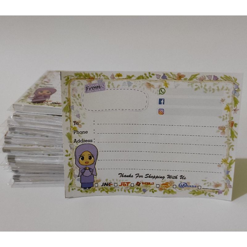 Label pengiriman olshop KERTAS HVS hijab ungu