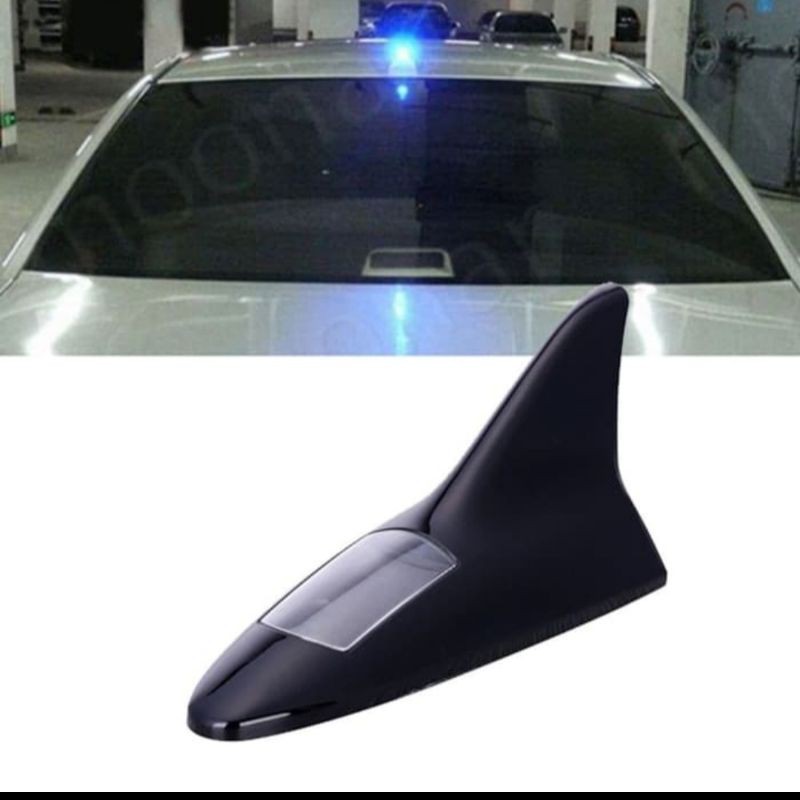 ANTENA HYBRID LED BESAR ANTENA SIRIP HIU LED ANTENA SOLAR LED - HITAM