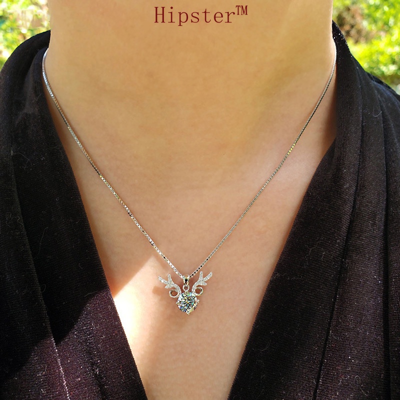 Hot Sale Classic Light Luxury Moissanite Antlers Pendant Necklace