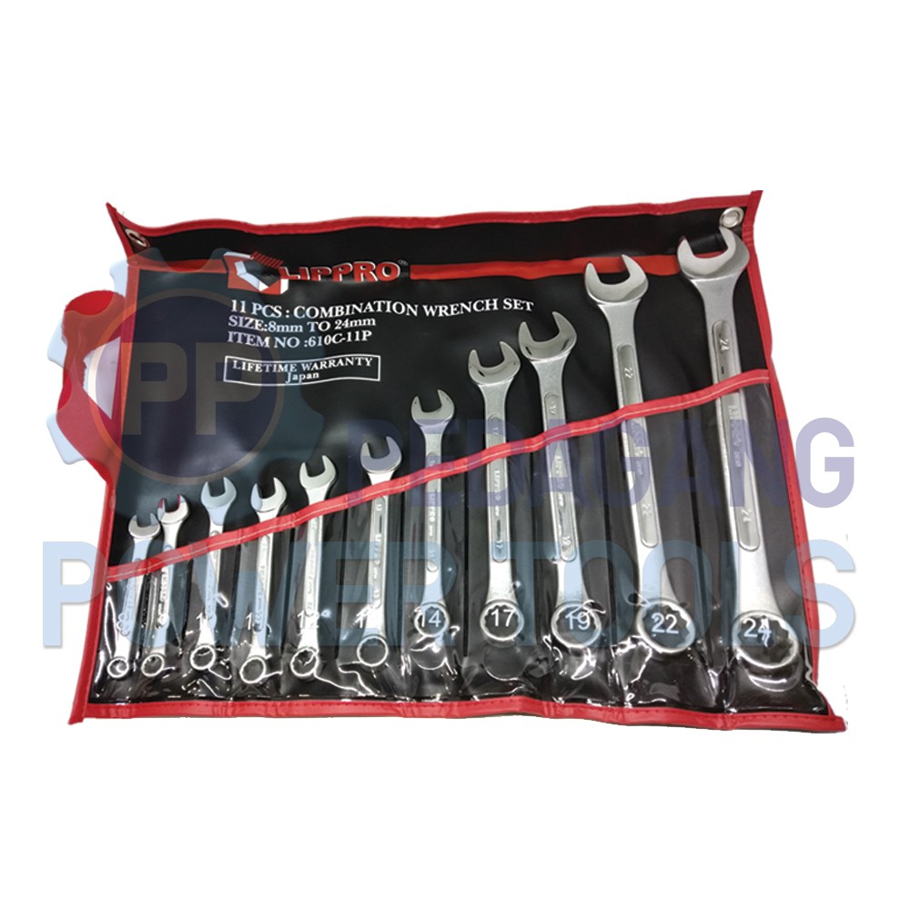 LIPPRO KUNCI RING PAS SET 11 PCS 8-24 MM COMBINATION WRENCH SET