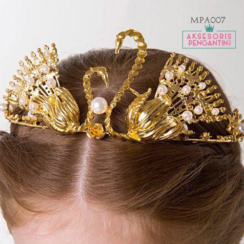 AKSESORIS CROWN TIARA MAHKOTA RAMBUT PESTA SWAN ANAK MPA007