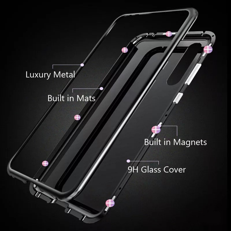 Samsung Galaxy A10 A10S A20 A20S A30 A50 A70 M10 M20 M30S Casing Magnetic Metal Glass Hard Case