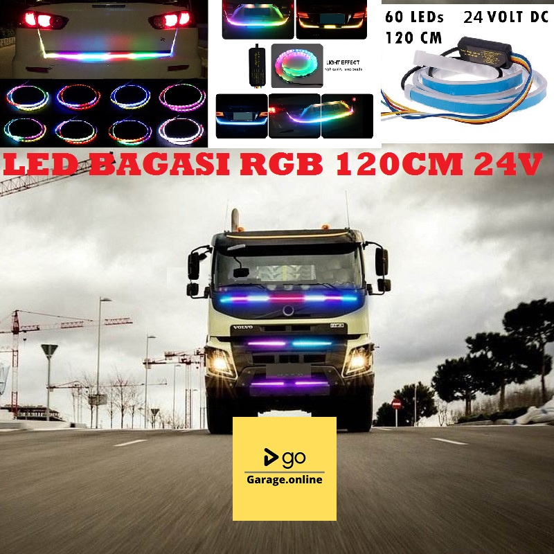 LAMPU LED BAGASI RGB 120CM ANTI AIR 24V TRUK DAN BUS 60 LED RGB STRIP MODUL RUNNING SEIN REM STOP GRADE A+